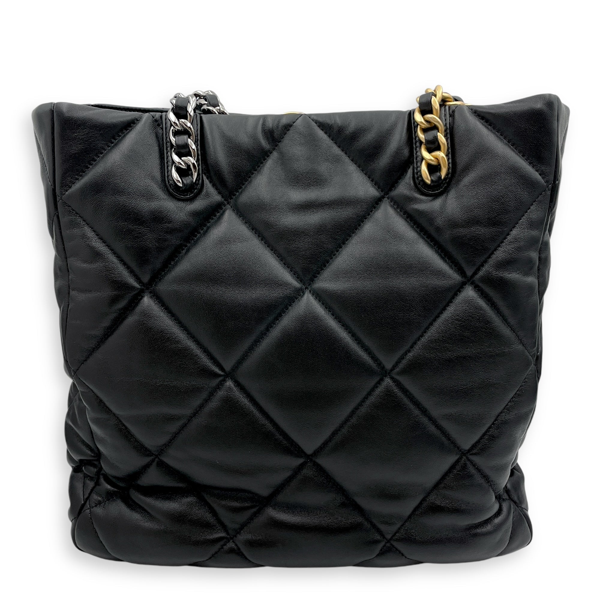 C19 Vertical Tote Black Shoulder Bag in Lambskin, 3-Tone hardware