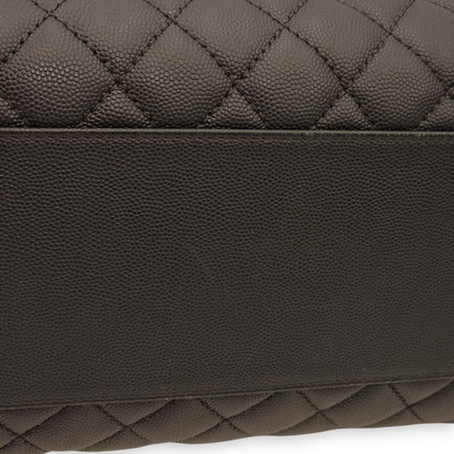 Coco Large Black Top Handle Bag in Caviar Leather, Gold hardware