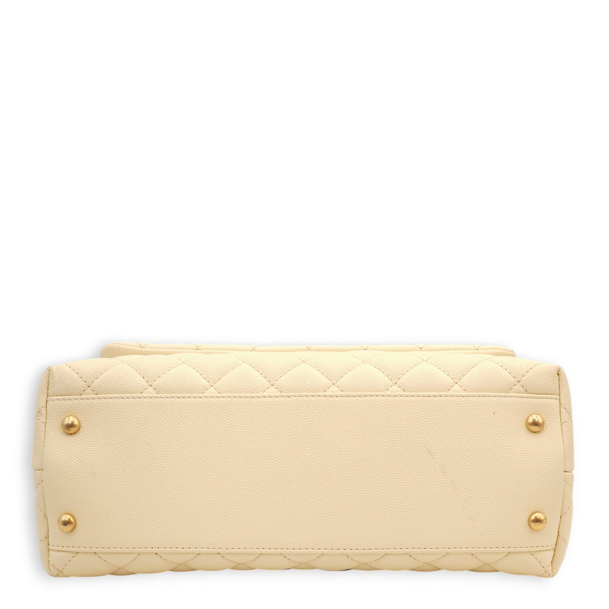 Coco Off-white, ombré handle Top Handle Bag in Caviar/Python, Gold hardware