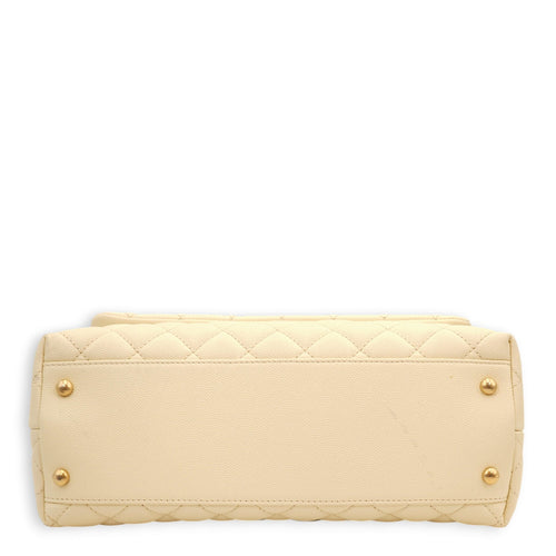 Coco Off-white, ombré handle Top Handle Bag in Caviar/Python, Gold hardware