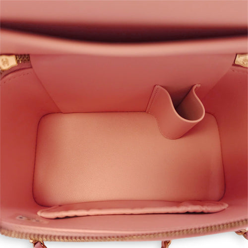 Double Layer 16x13x8.5cm Pink Vanity Bag in Glazed Calf, Gold hardware