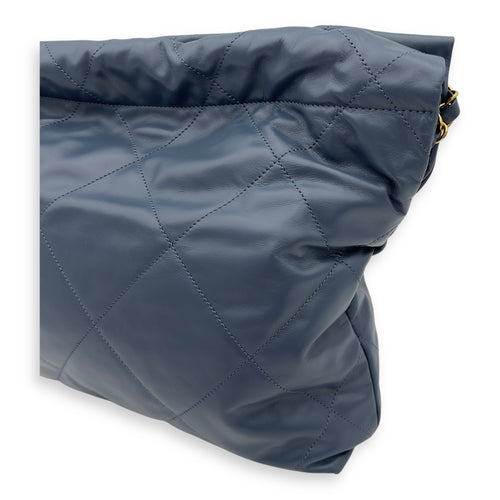 Chanel C22 Shoulder Bag Blue in Lambskin, Gold hardware_11