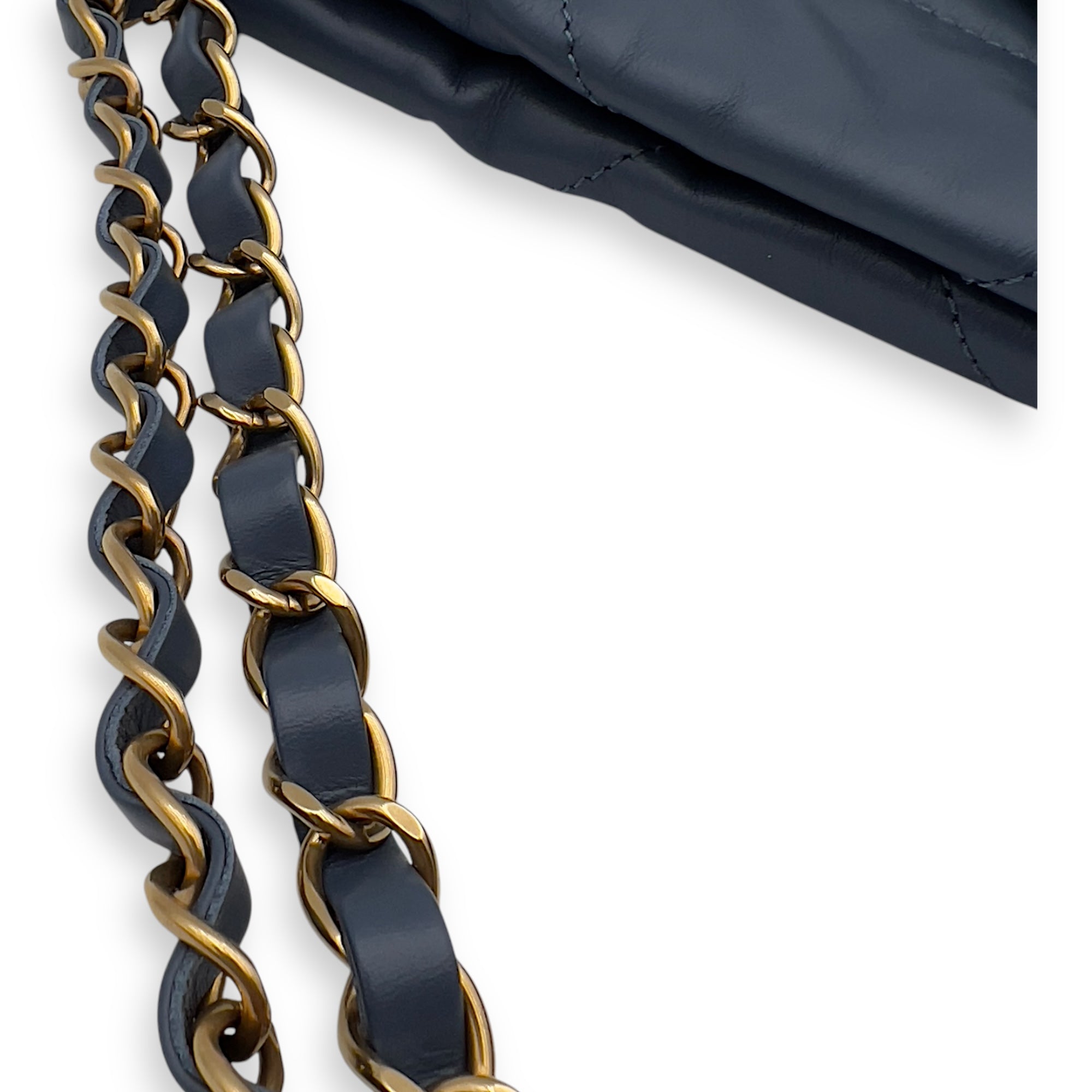 Chanel C22 Shoulder Bag Blue in Lambskin, Gold hardware_15