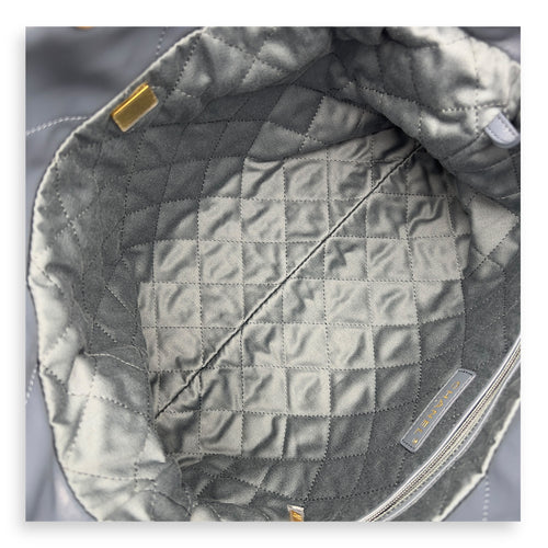Chanel C22 Shoulder Bag Blue in Lambskin, Gold hardware_6
