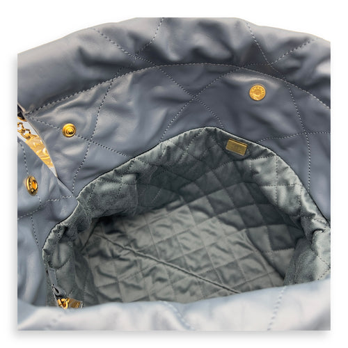 Chanel C22 Shoulder Bag Blue in Lambskin, Gold hardware_7