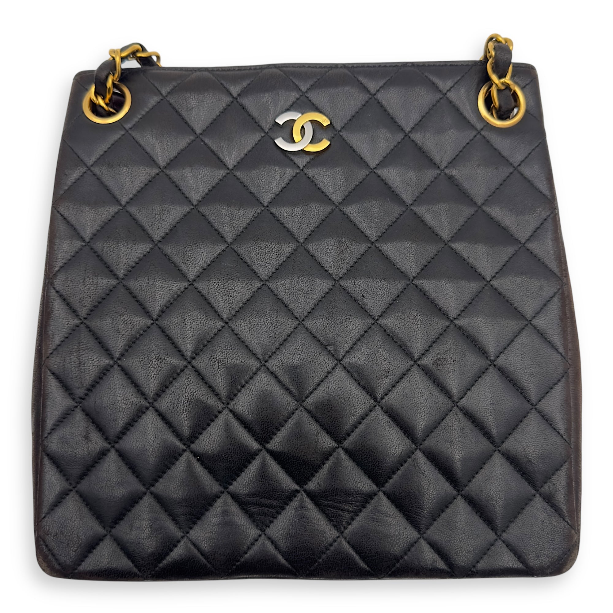 Chanel Vintage CC Tote Bag Black in Lambskin, Gold hardware_1