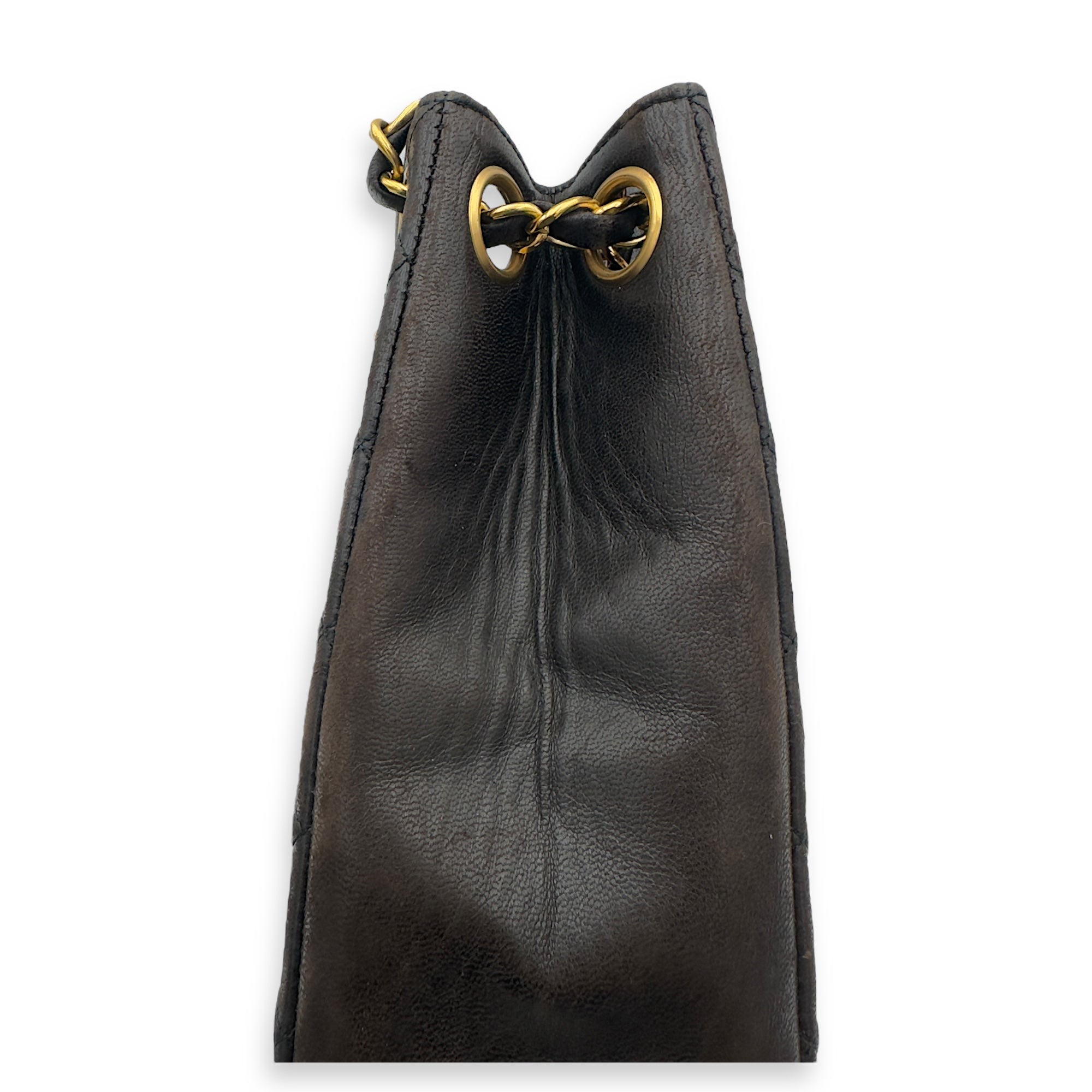 Chanel Vintage CC Tote Bag Black in Lambskin, Gold hardware_15