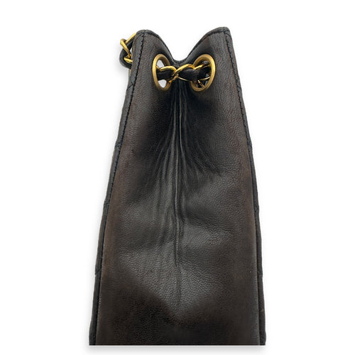 Chanel Vintage CC Tote Bag Black in Lambskin, Gold hardware_15