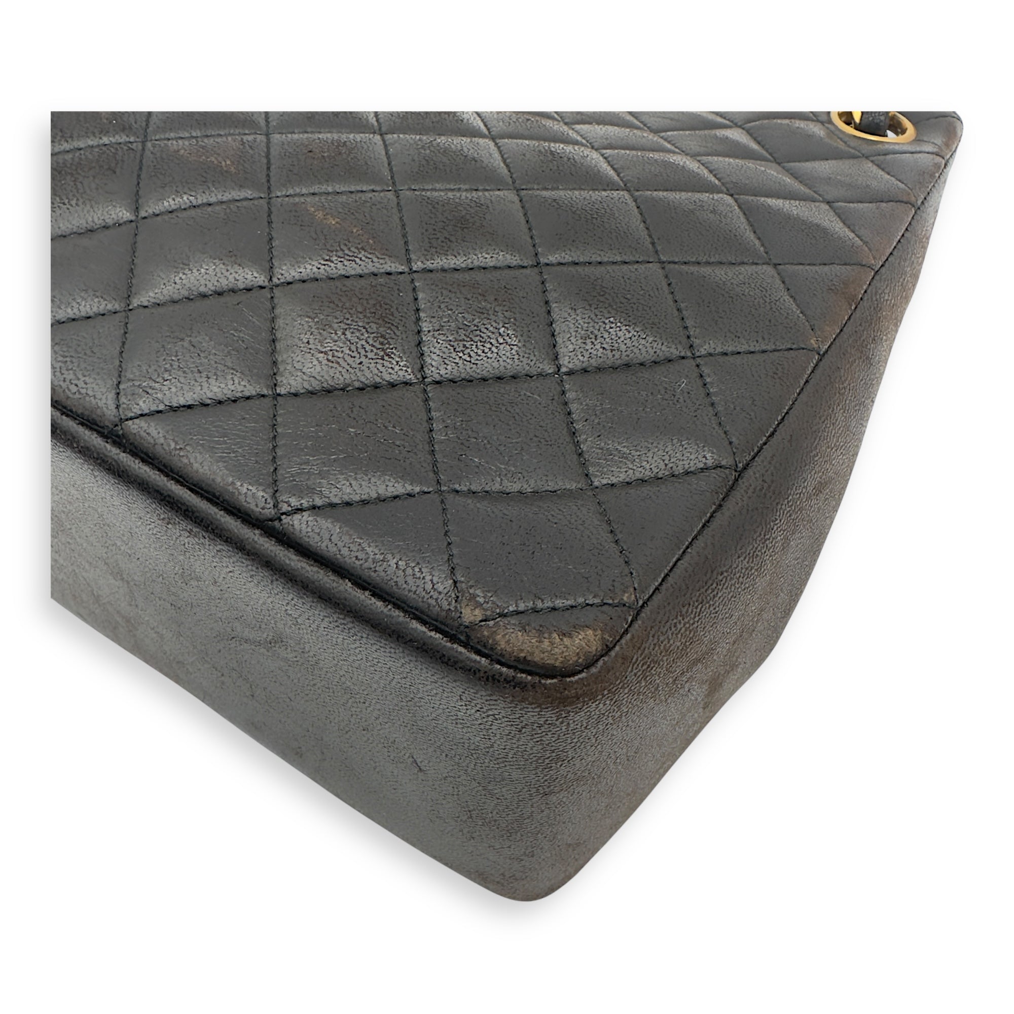 Chanel Vintage CC Tote Bag Black in Lambskin, Gold hardware_18