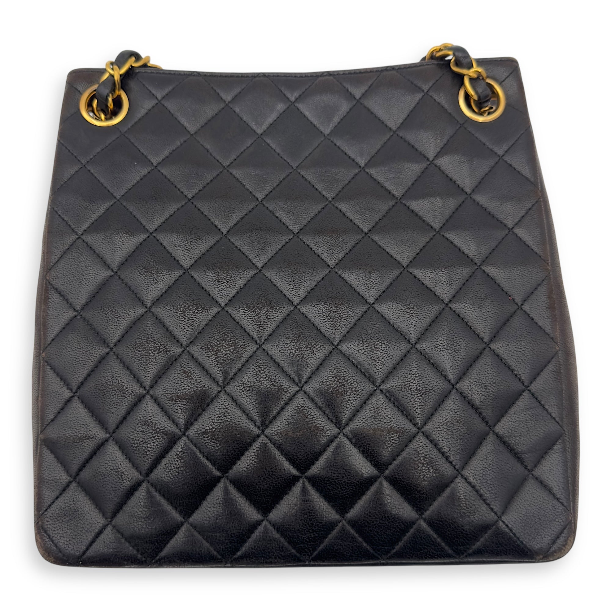Chanel Vintage CC Tote Bag Black in Lambskin, Gold hardware_2
