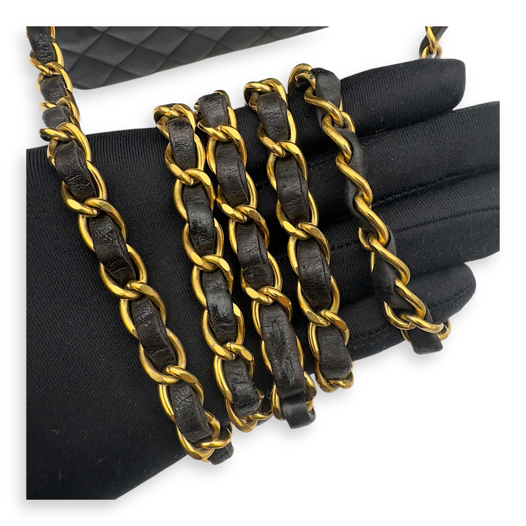 Chanel Vintage CC Tote Bag Black in Lambskin, Gold hardware_21