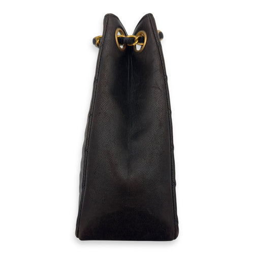 Chanel Vintage CC Tote Bag Black in Lambskin, Gold hardware_3