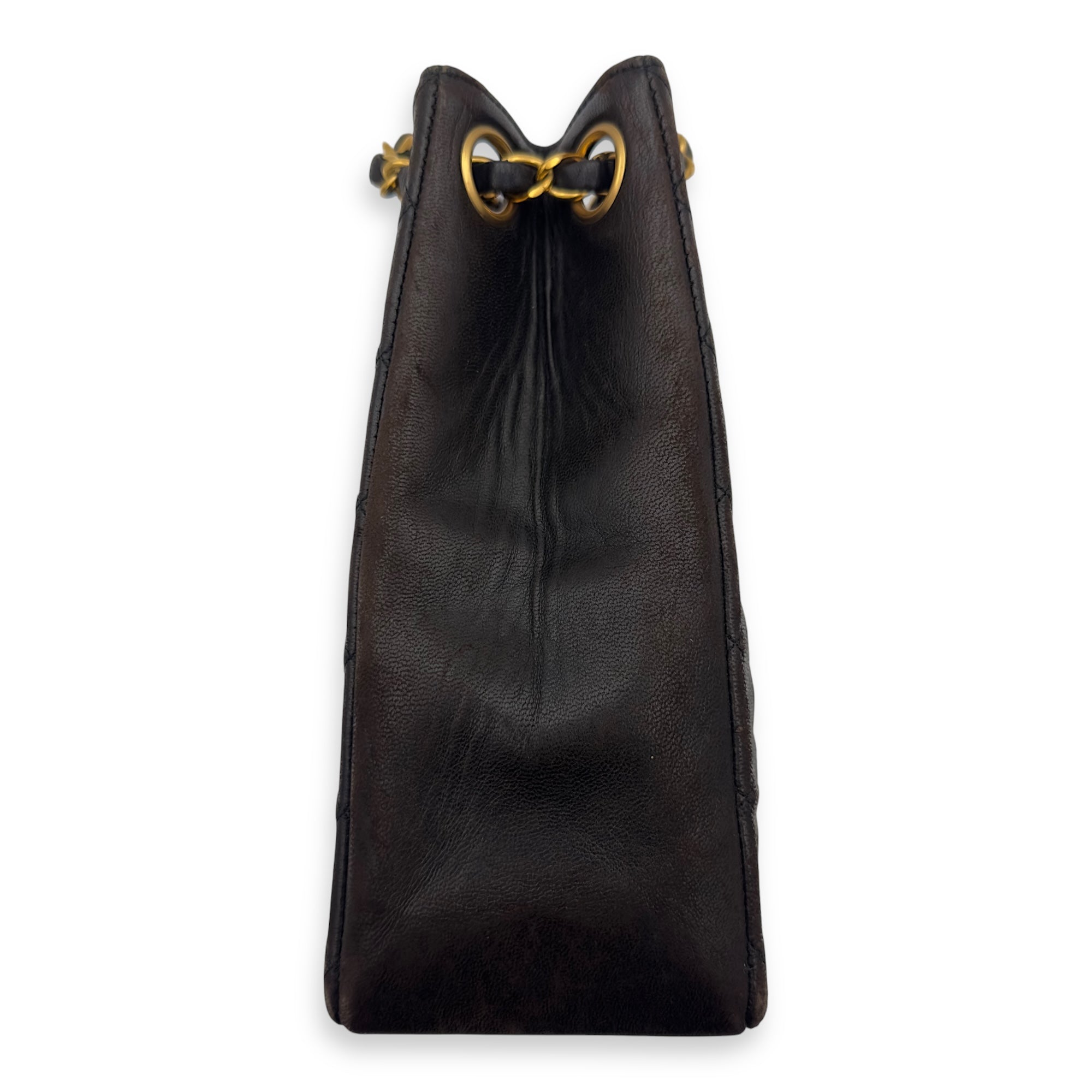 Chanel Vintage CC Tote Bag Black in Lambskin, Gold hardware_4