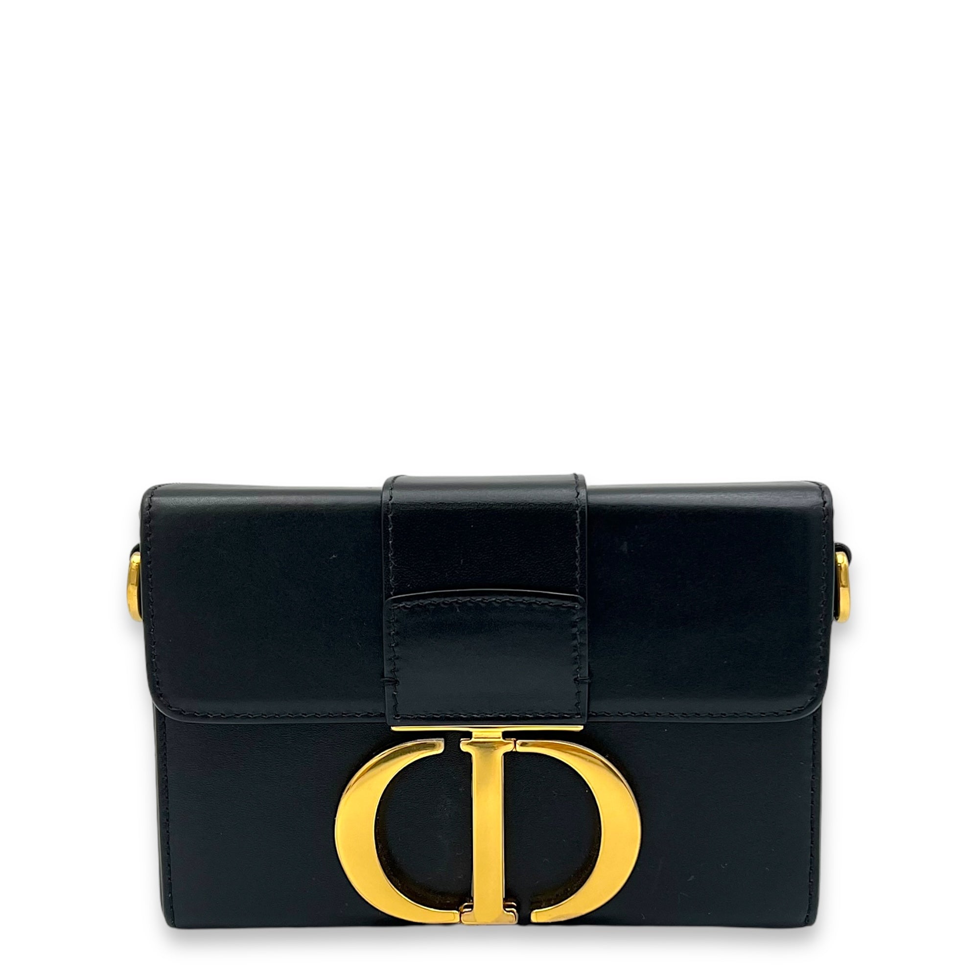 30 Montaigne Crossbody Bag Black in Calfskin Gold hardware