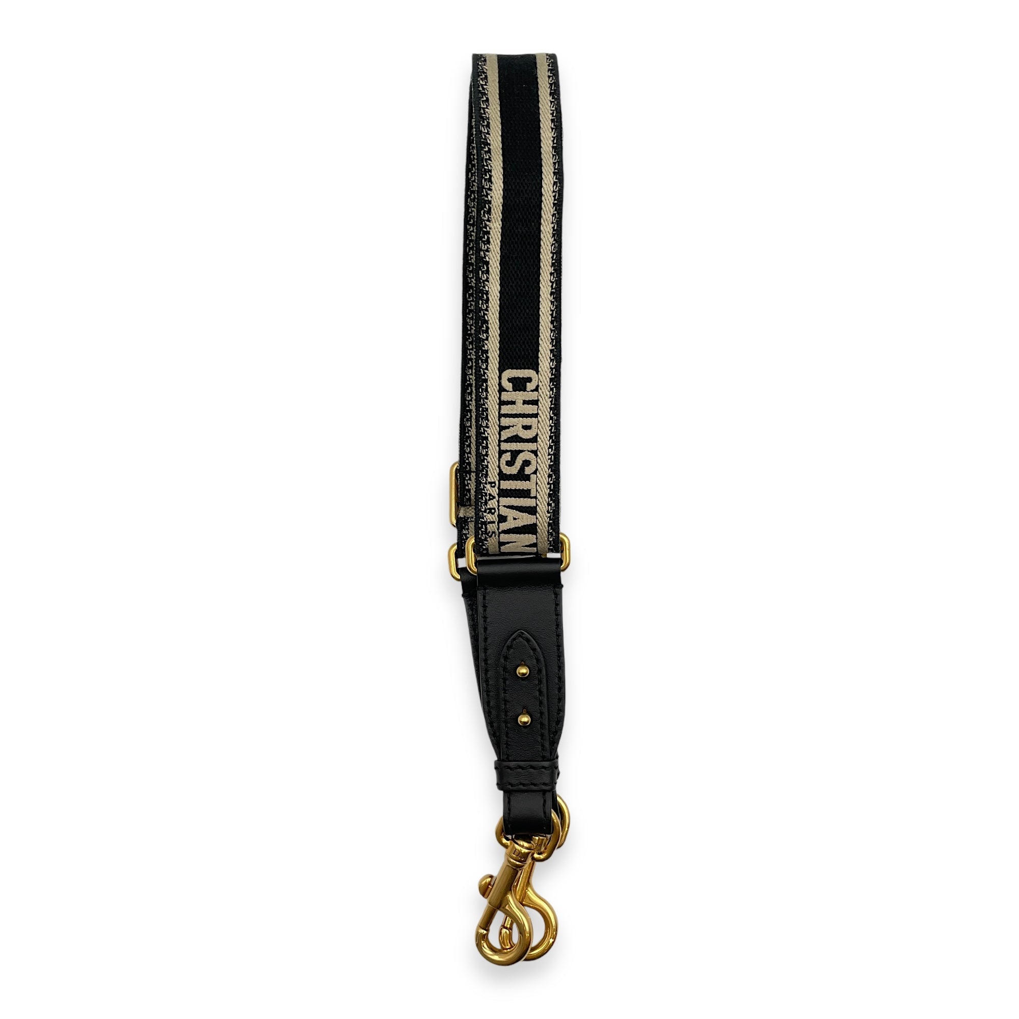 Adjustable Bag Strap Black Bag Accessory in Jacquard, Calf, Gold hardware