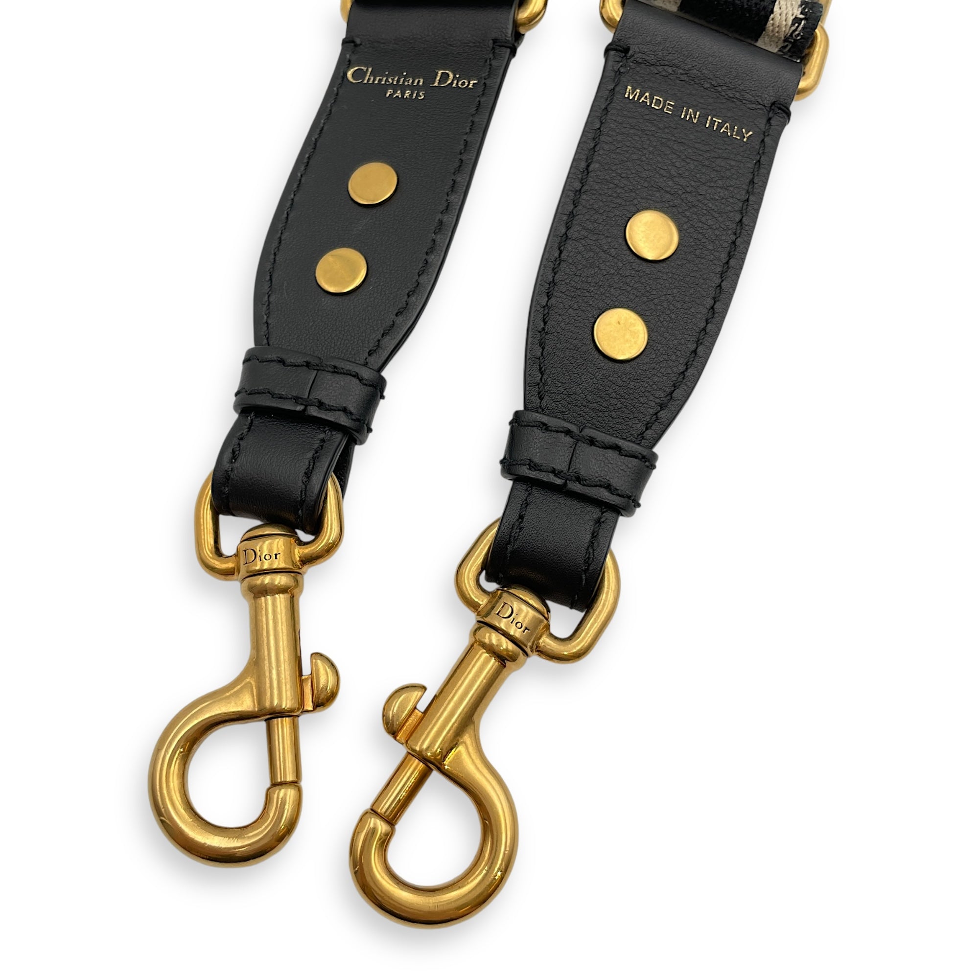 Adjustable Bag Strap Black Bag Accessory in Jacquard, Calf, Gold hardware