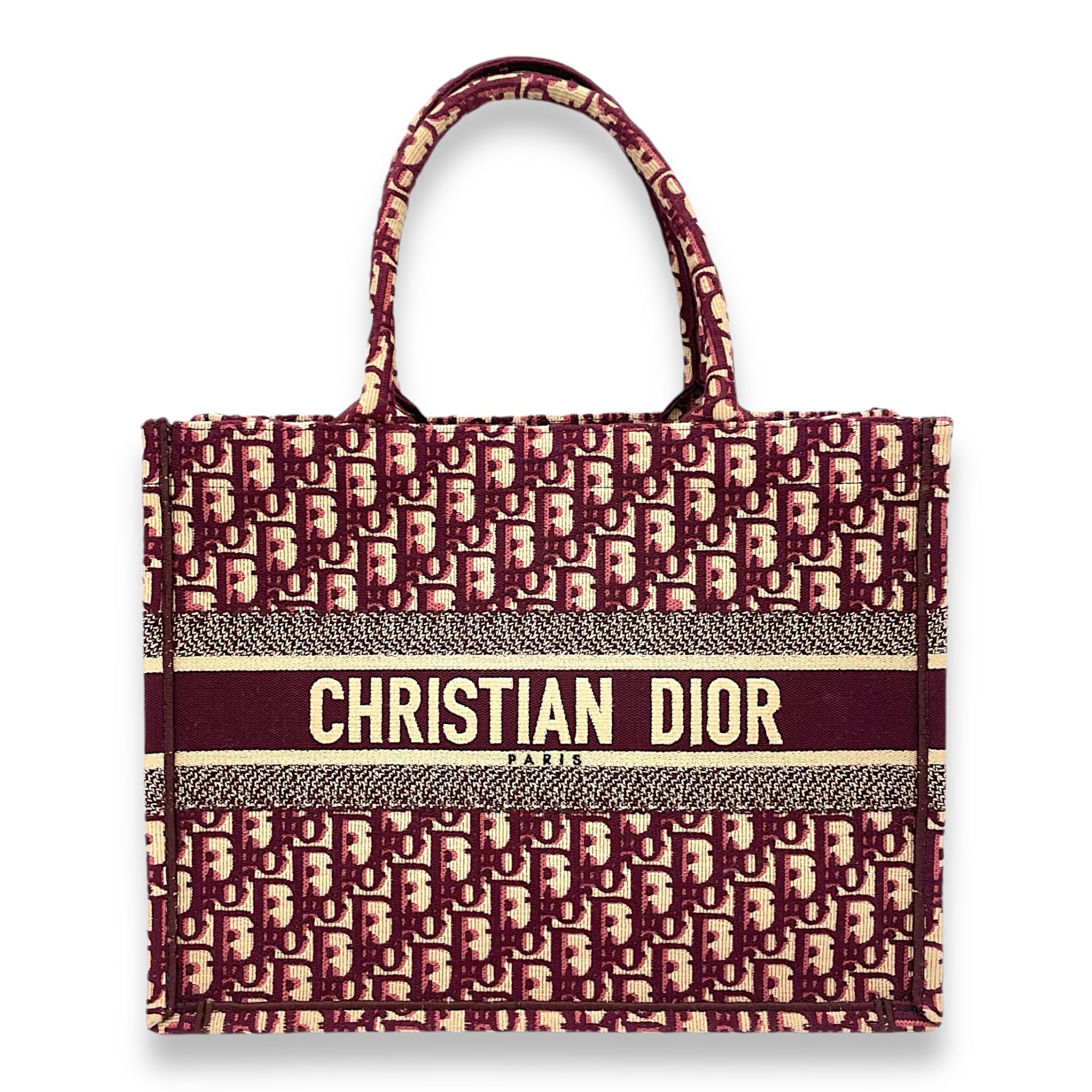 Christian Dior Book Tote Medium Maroon Tote Bag in Canvas Singapore