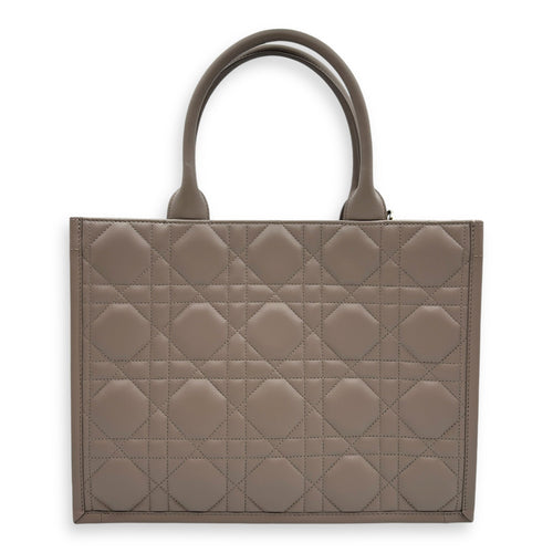 Book Tote Medium Warm Taupe Crossbody Bag in Macrocannage Calfskin, Gold hardware