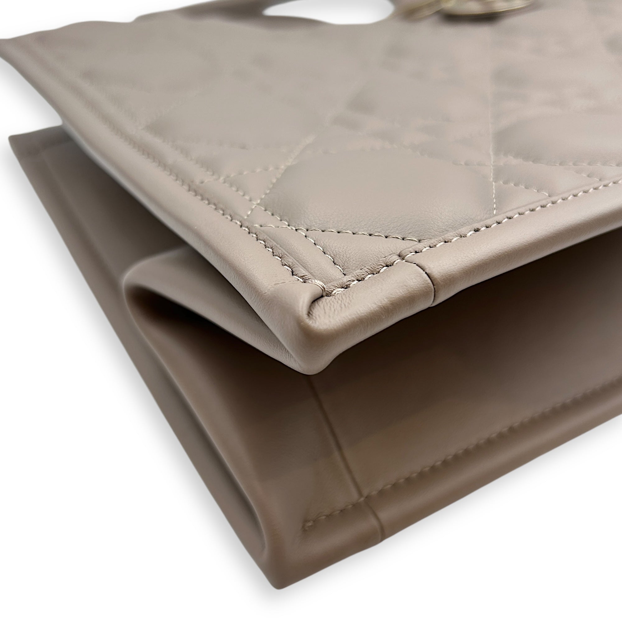 Book Tote Medium Warm Taupe Crossbody Bag in Macrocannage Calfskin, Gold hardware
