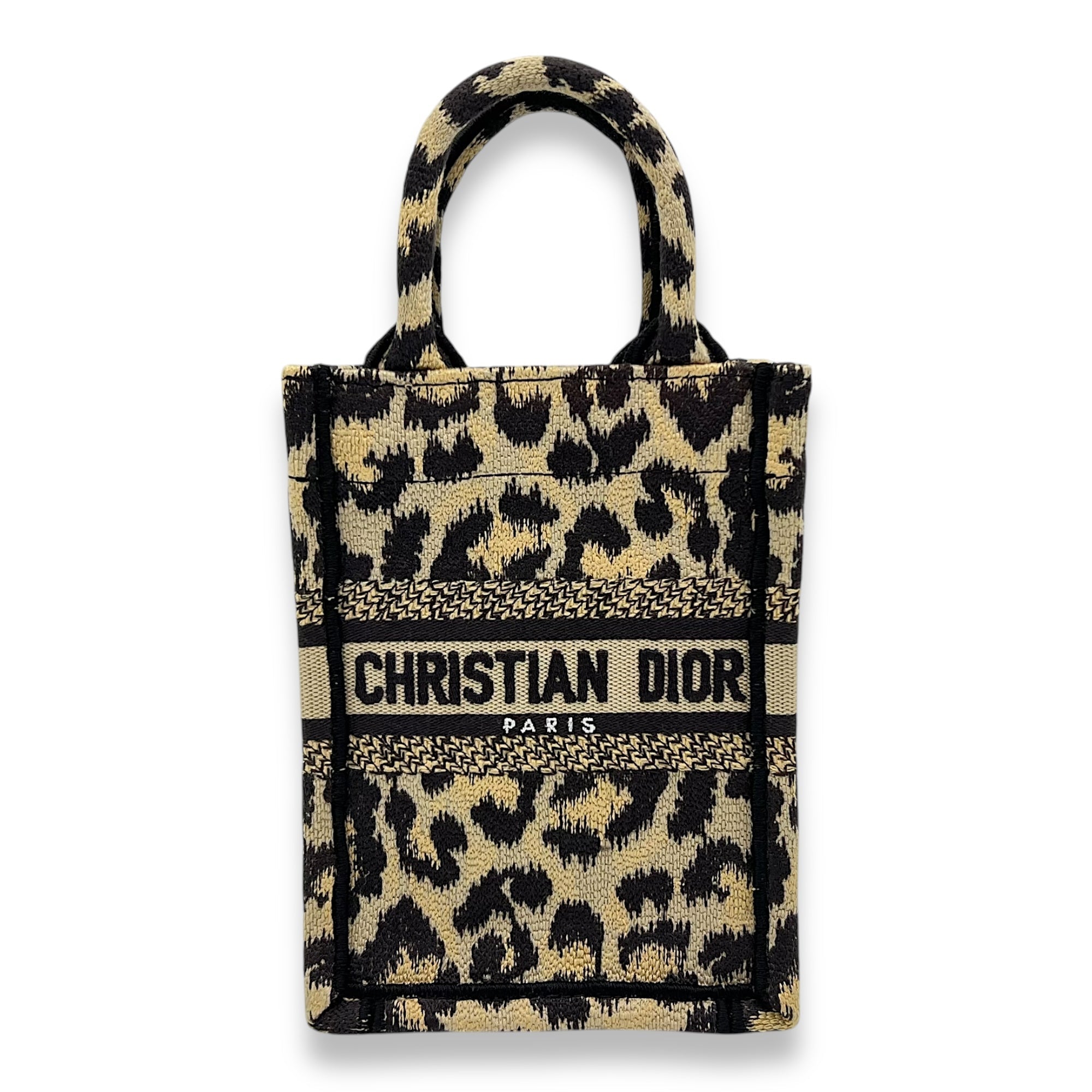Book Tote Top Handle Bag Mini Vertical Brown in Jacquard, Gold hardware