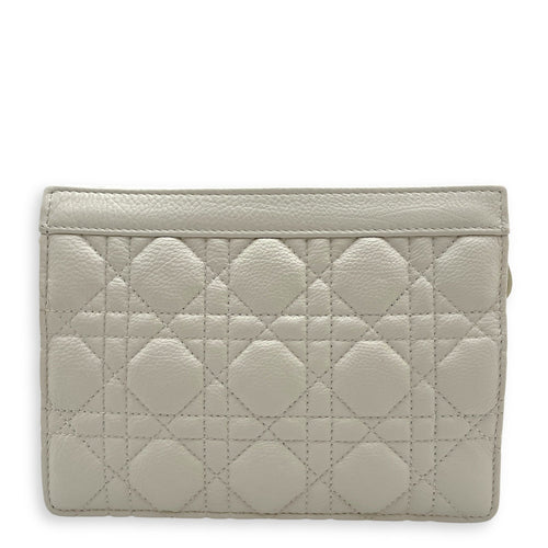 Caro Every Dior Pouch 19x14x4cm White Crossbody Bag in Cannage print calf, Gold hardware