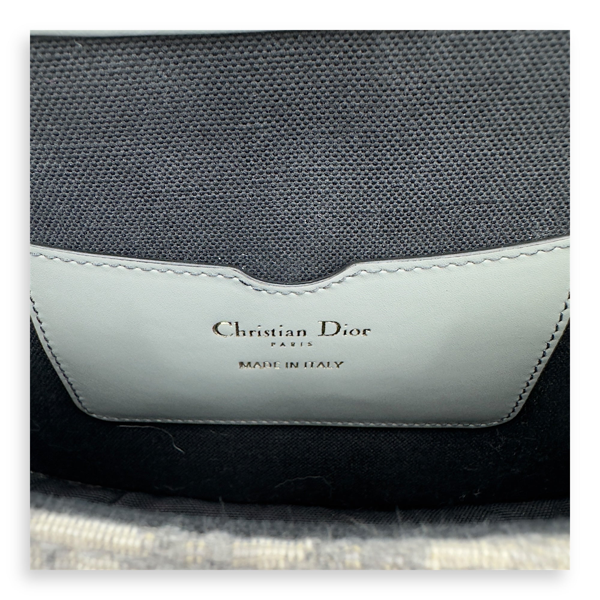Christian Dior Bobby Crossbody Bag Grey in Jacquard, Gold hardware_10