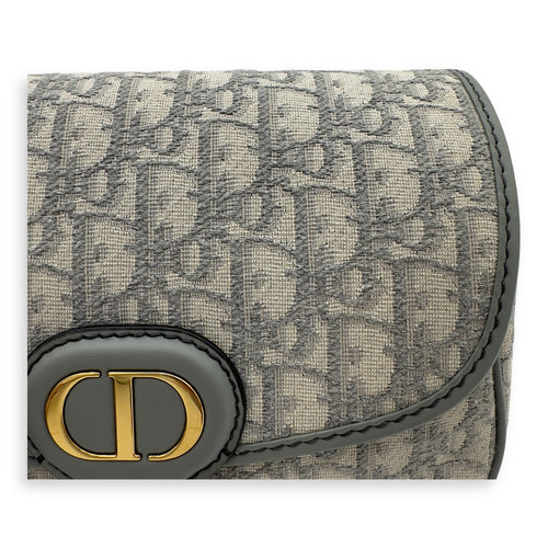 Christian Dior Bobby Crossbody Bag Grey in Jacquard, Gold hardware_11