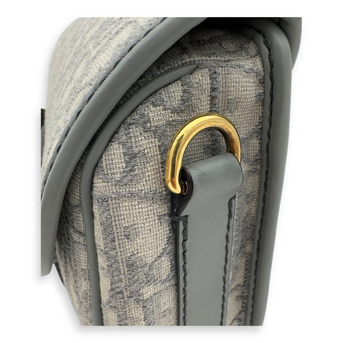 Christian Dior Bobby Crossbody Bag Grey in Jacquard, Gold hardware_15