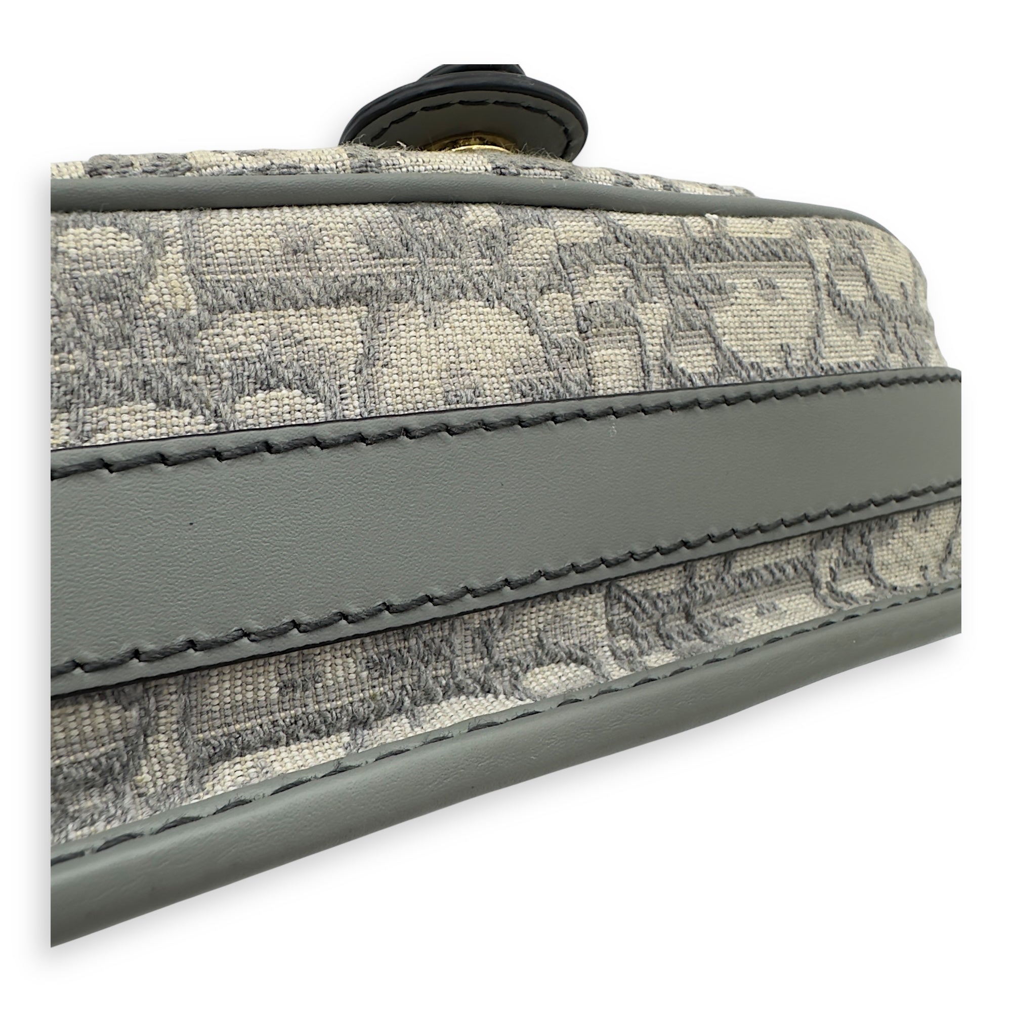 Christian Dior Bobby Crossbody Bag Grey in Jacquard, Gold hardware_17