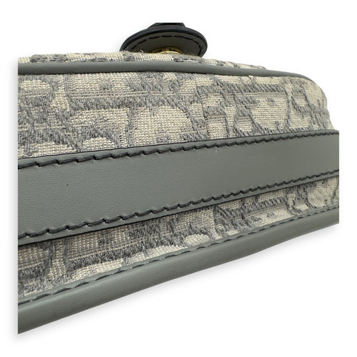 Christian Dior Bobby Crossbody Bag Grey in Jacquard, Gold hardware_17