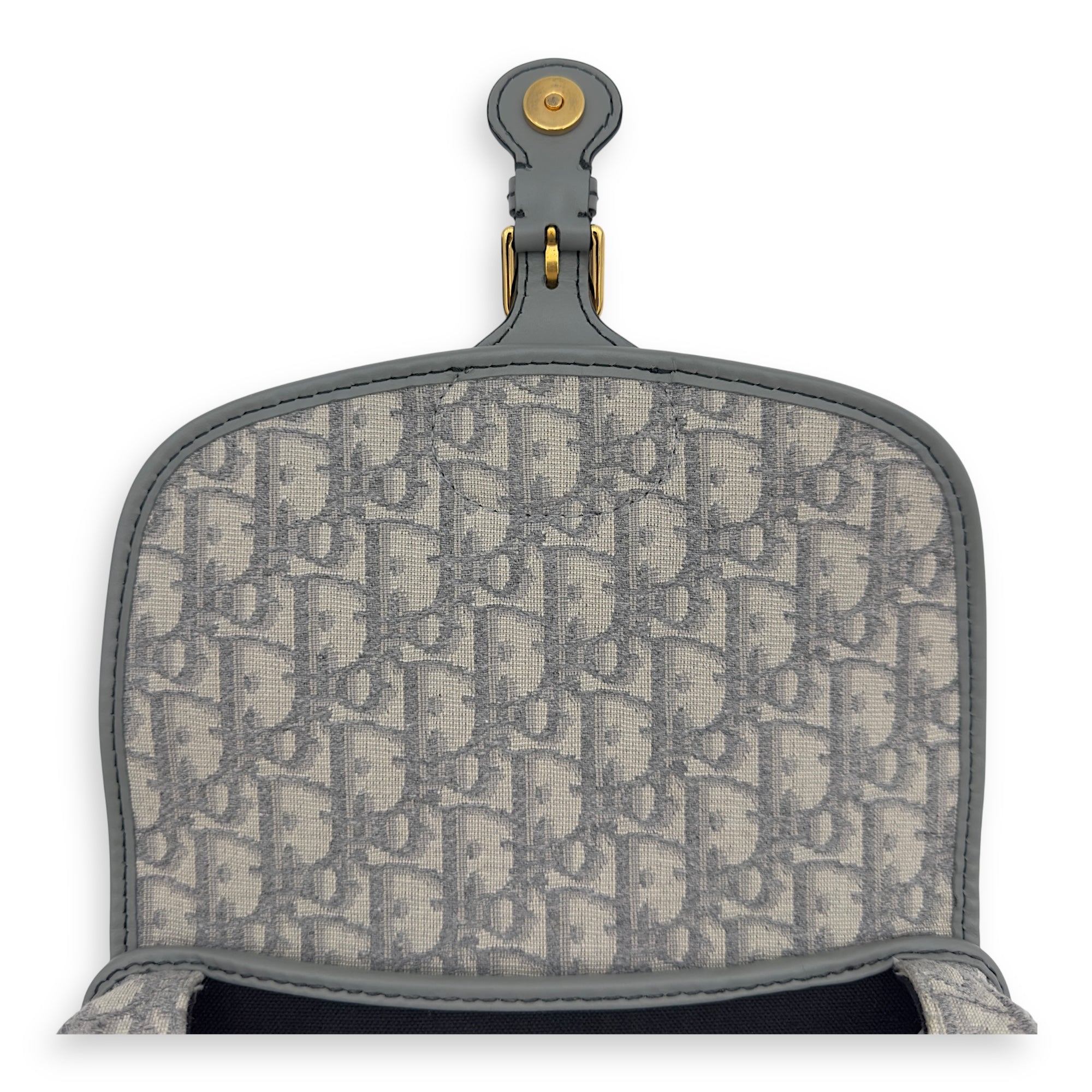 Christian Dior Bobby Crossbody Bag Grey in Jacquard, Gold hardware_18