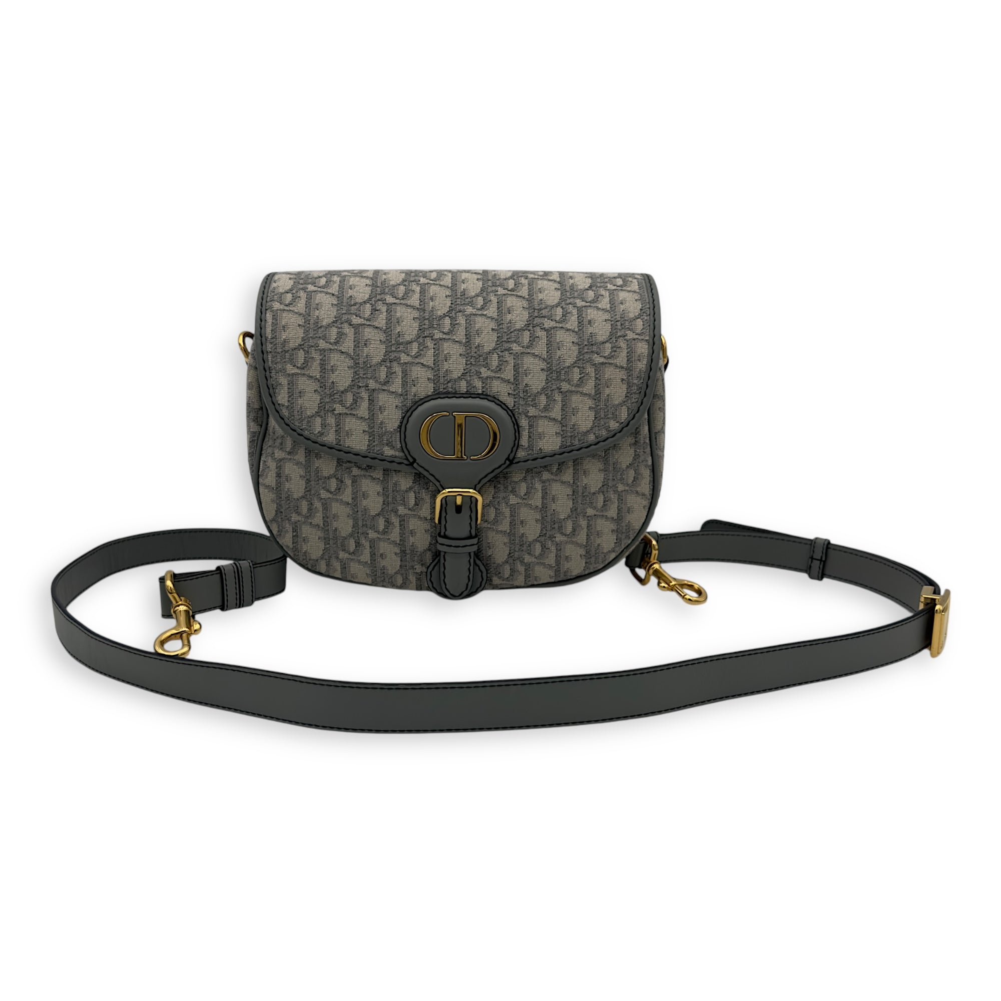 Christian Dior Bobby Crossbody Bag Grey in Jacquard, Gold hardware_20