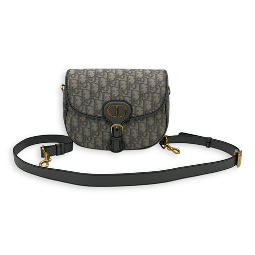 Christian Dior Bobby Crossbody Bag Grey in Jacquard, Gold hardware_20