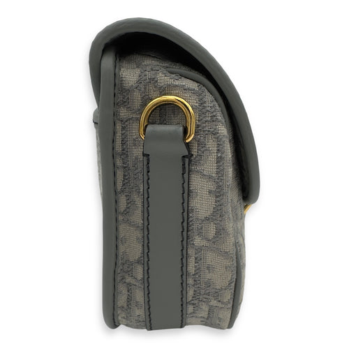 Christian Dior Bobby Crossbody Bag Grey in Jacquard, Gold hardware_3