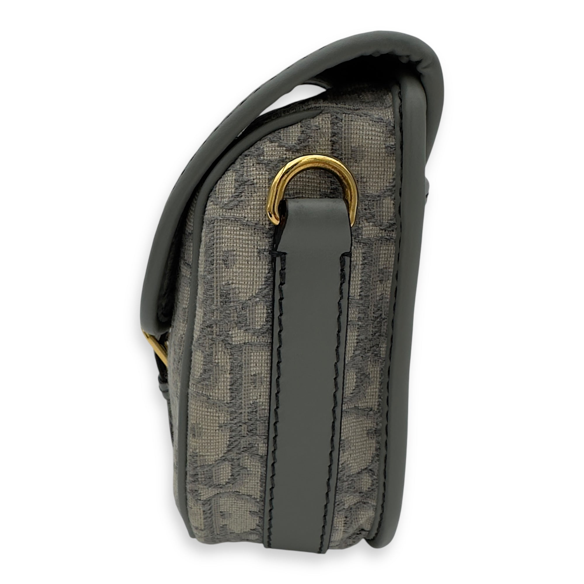 Christian Dior Bobby Crossbody Bag Grey in Jacquard, Gold hardware_4
