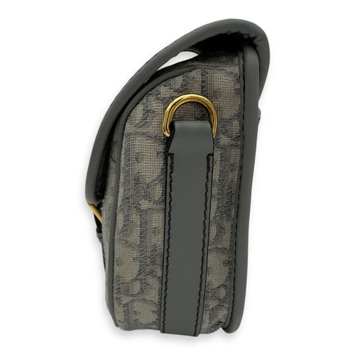 Christian Dior Bobby Crossbody Bag Grey in Jacquard, Gold hardware_4