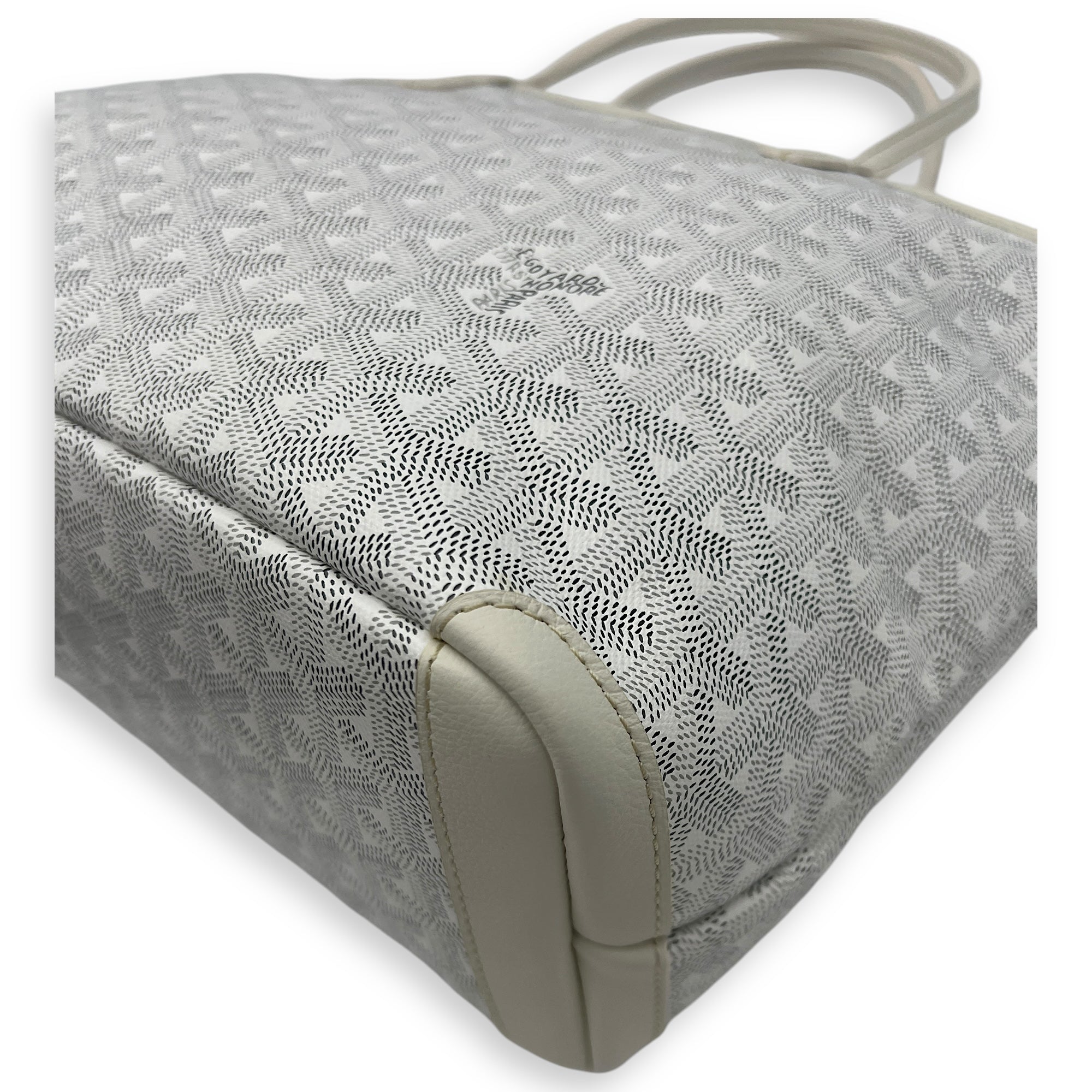 Goyard Artois Tote Bag PM White in Coated Canvas, Silver hardware_10