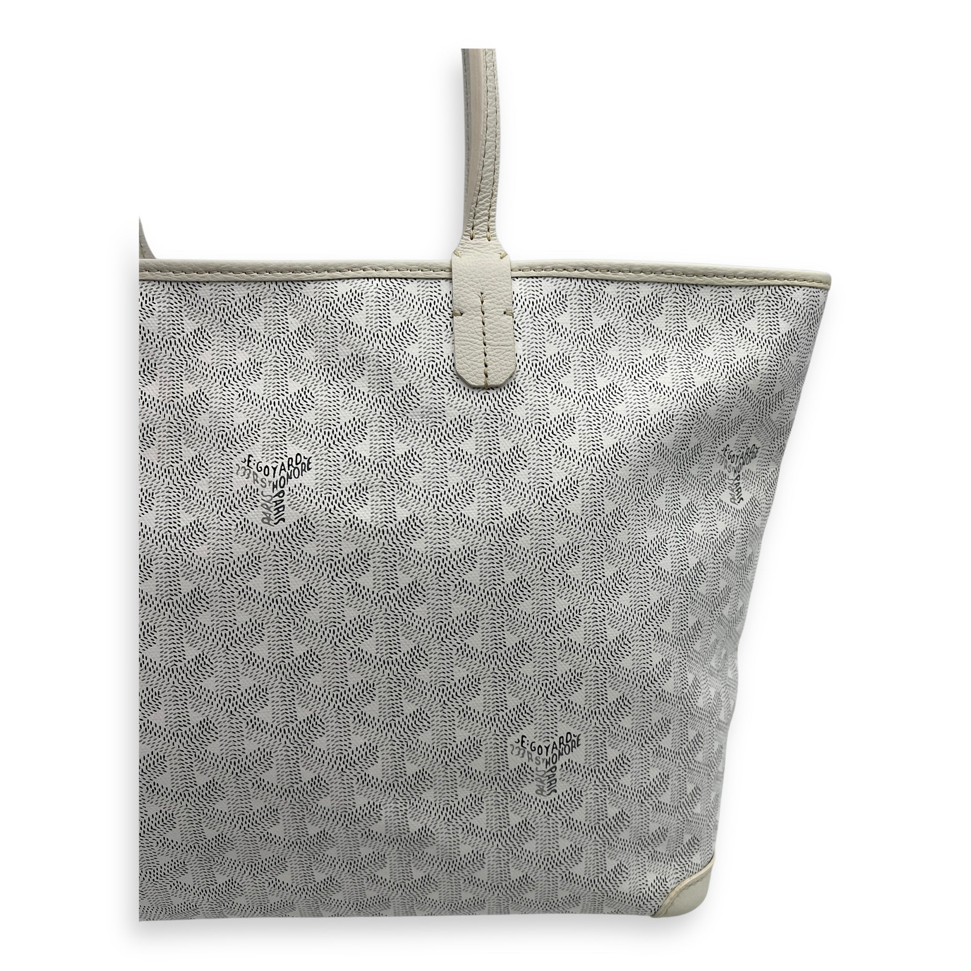 Goyard Artois Tote Bag PM White in Coated Canvas, Silver hardware_14