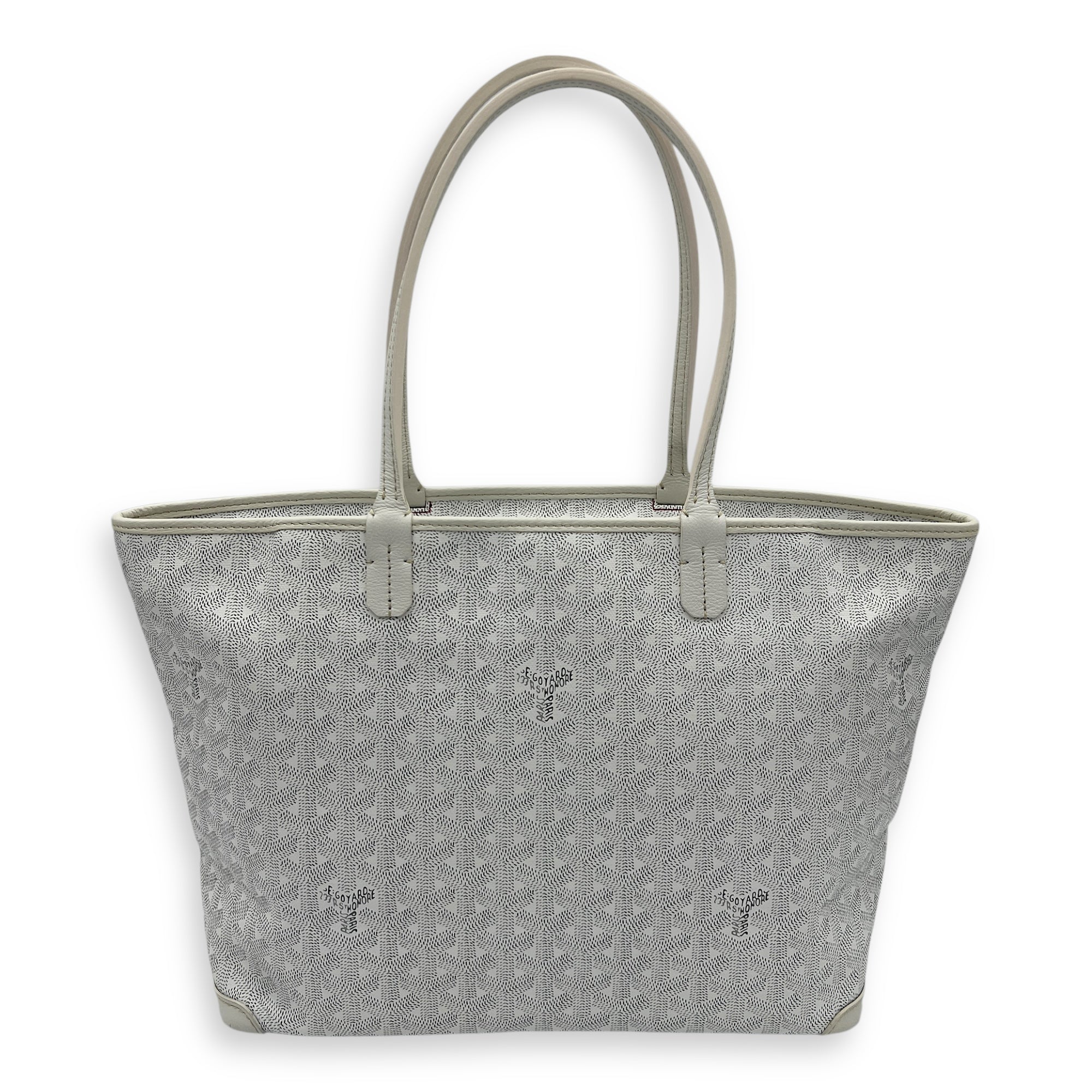 Goyard Artois Tote Bag PM White in Coated Canvas, Silver hardware_2