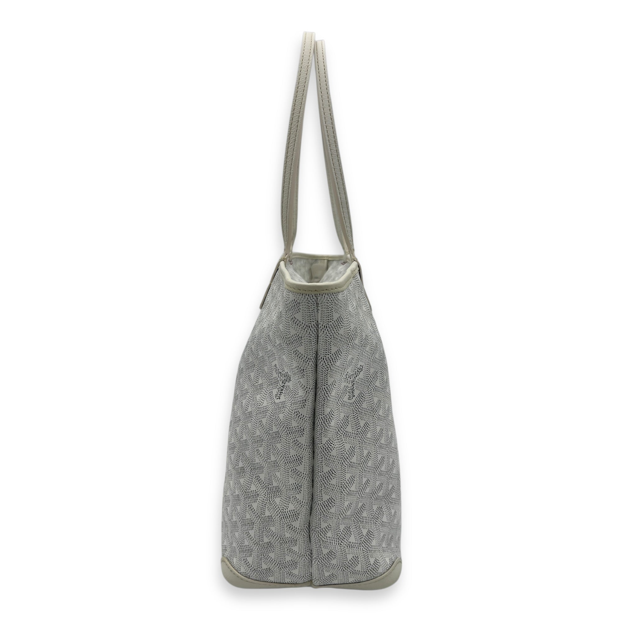 Goyard Artois Tote Bag PM White in Coated Canvas, Silver hardware_3