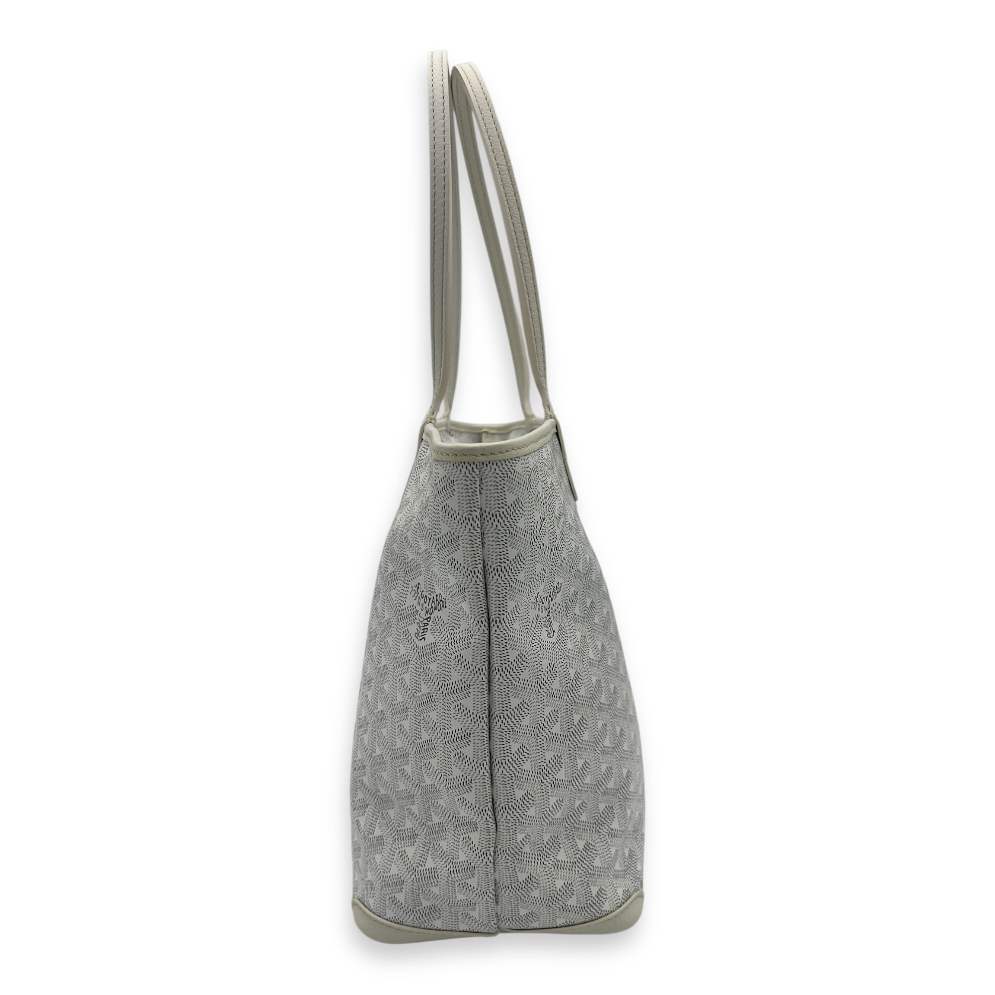 Goyard Artois Tote Bag PM White in Coated Canvas, Silver hardware_4