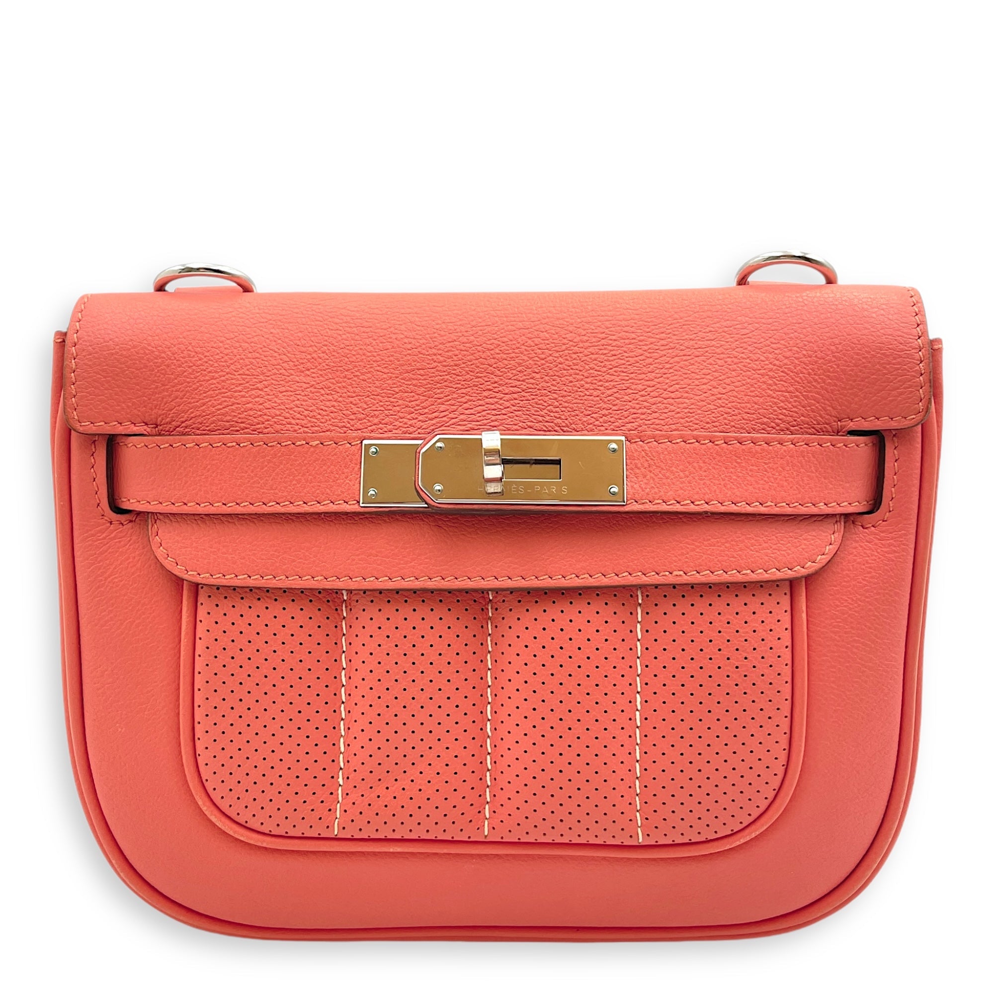 Hermès Berline Mini Flamingo in Swift, Palladium hardware