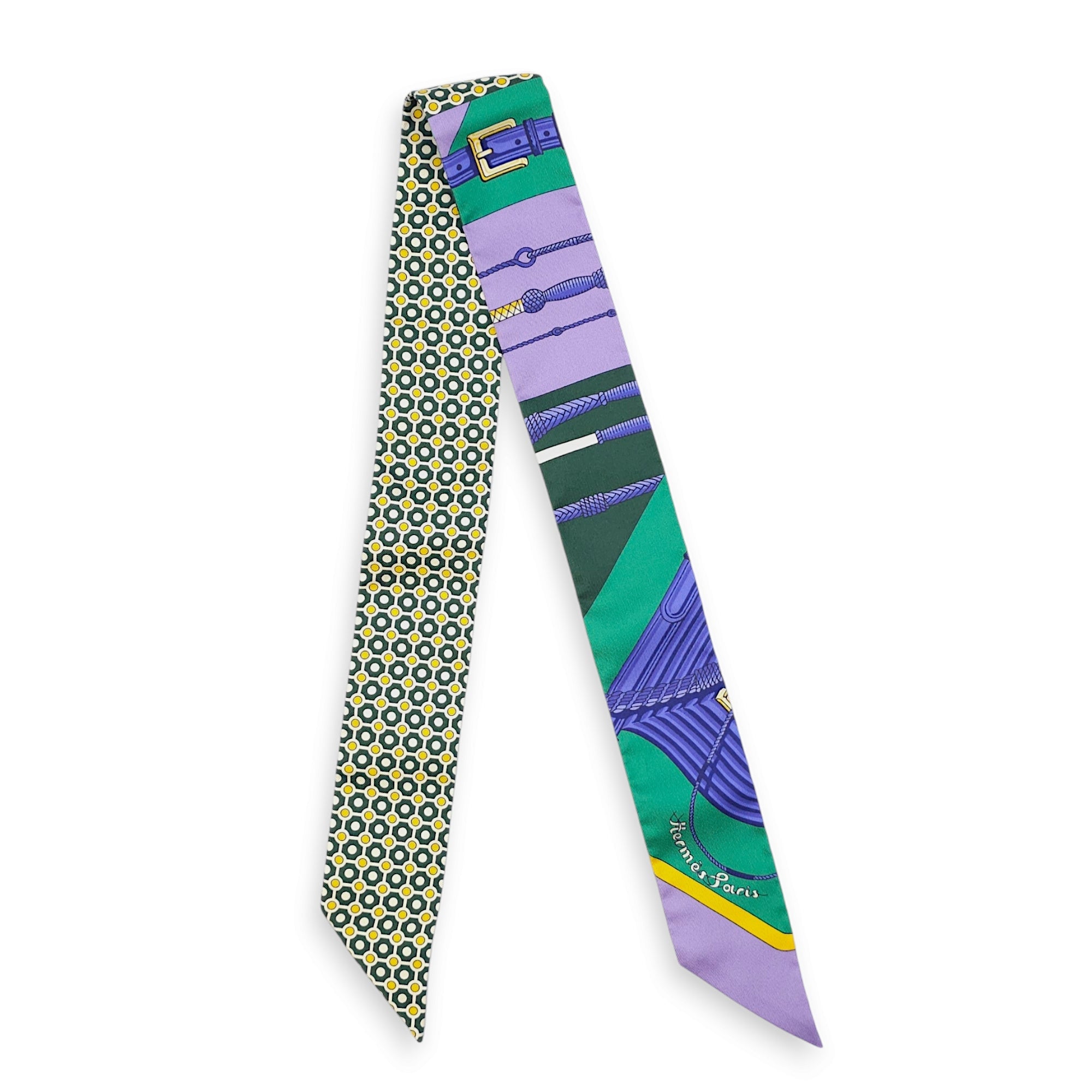 Clic Clac Modern Cannage Violet/Vert/Jaune Twilly in Silk