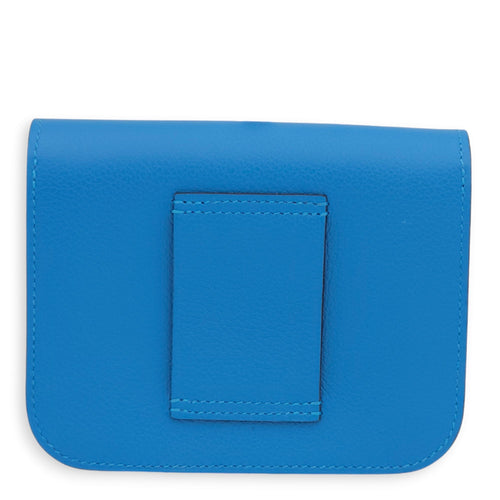 Constance Slim Blue Hydra Wallet in Evercolor, Gold hardware