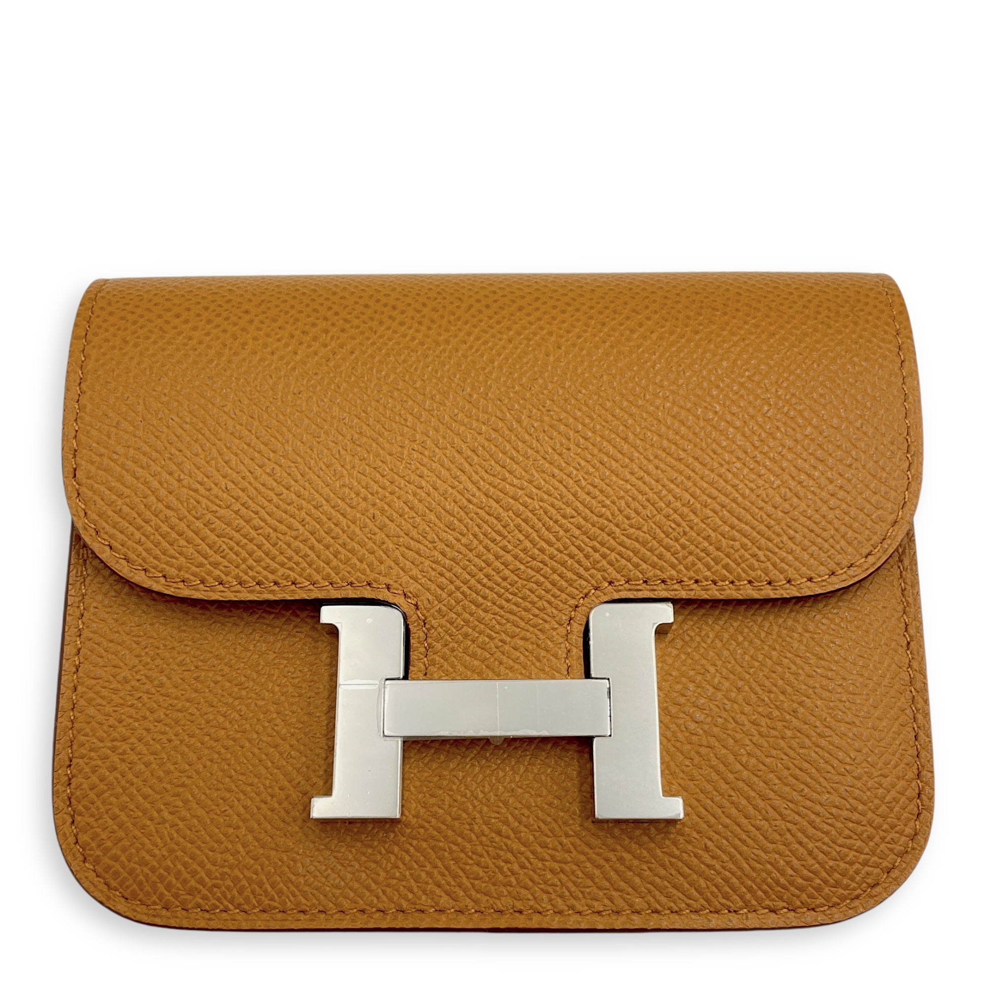 Hermès Constance Slim Sesame Wallet in Epsom, Palladium hardware 
