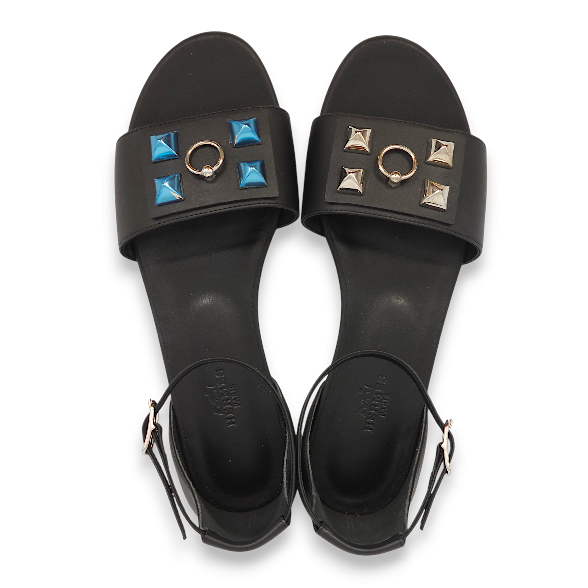 Hermès Desiree 37.5 Black Sandals in Calfskin Singapore