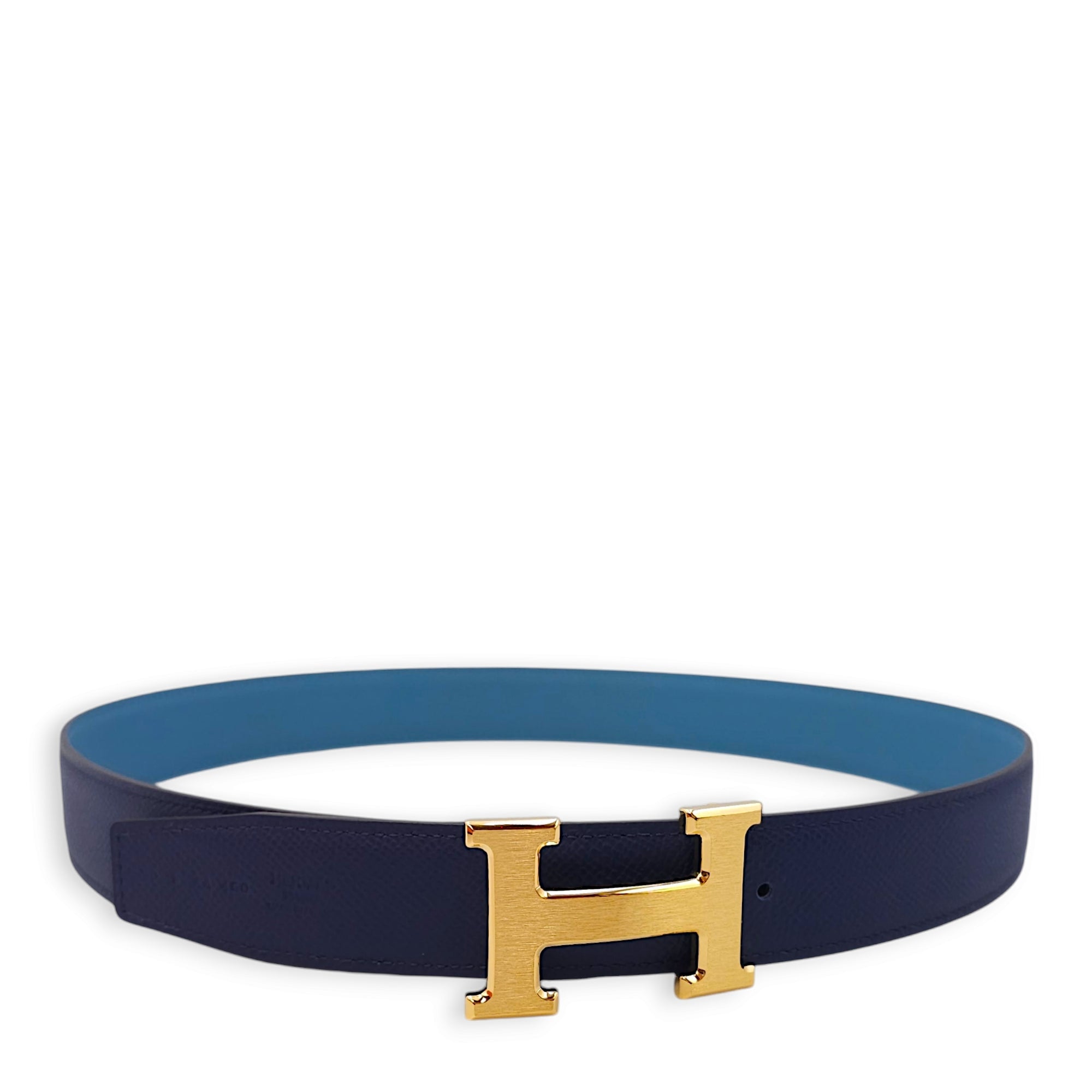 HERMETIC belt Blue LEX着用 Hermès H Belt Kit 32mm by 80cm Blue Navy/New Blue Jean Belt in