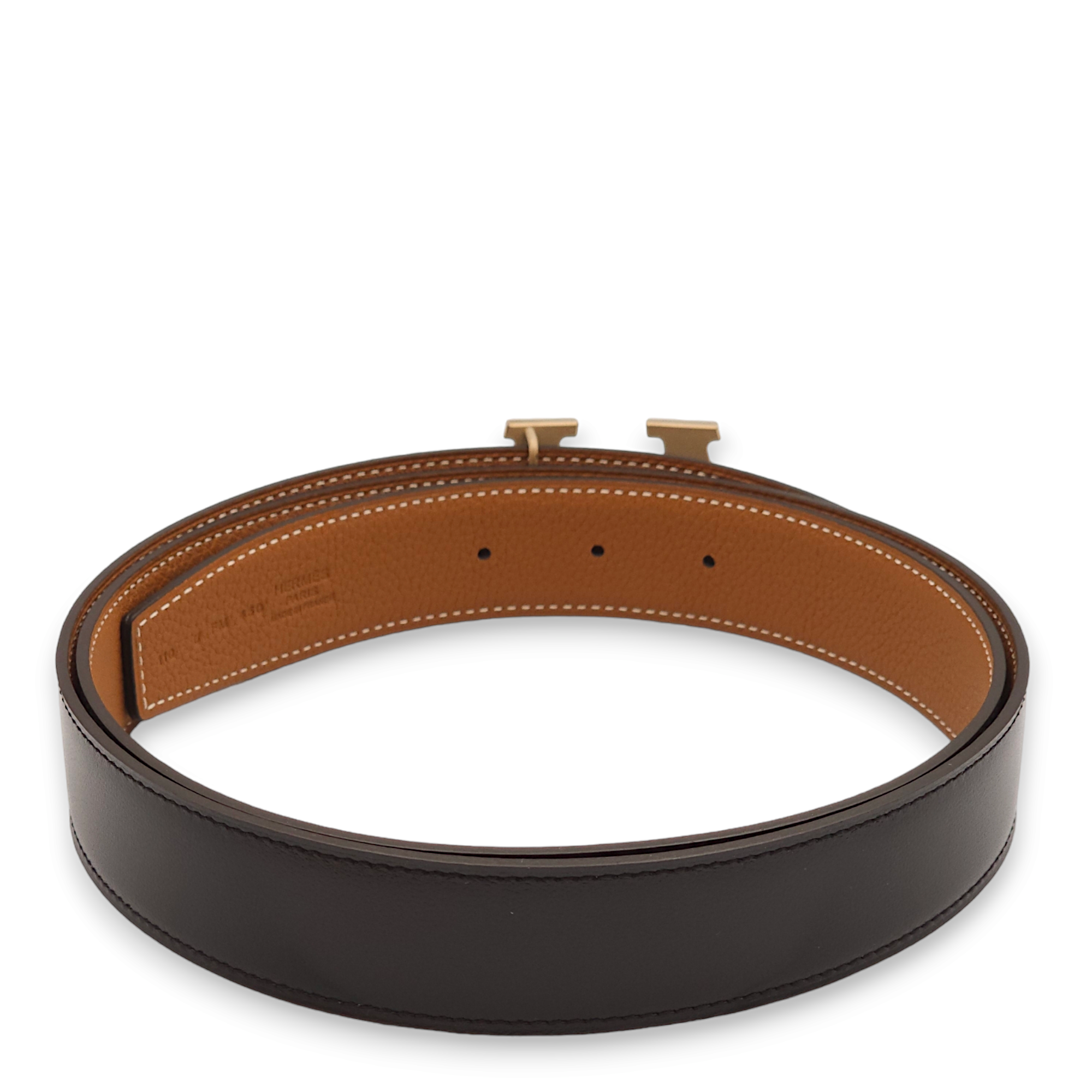 H Buckle Reversible 32mm by 110cm Multi-colour Belt in Togo, Permabrass hardware