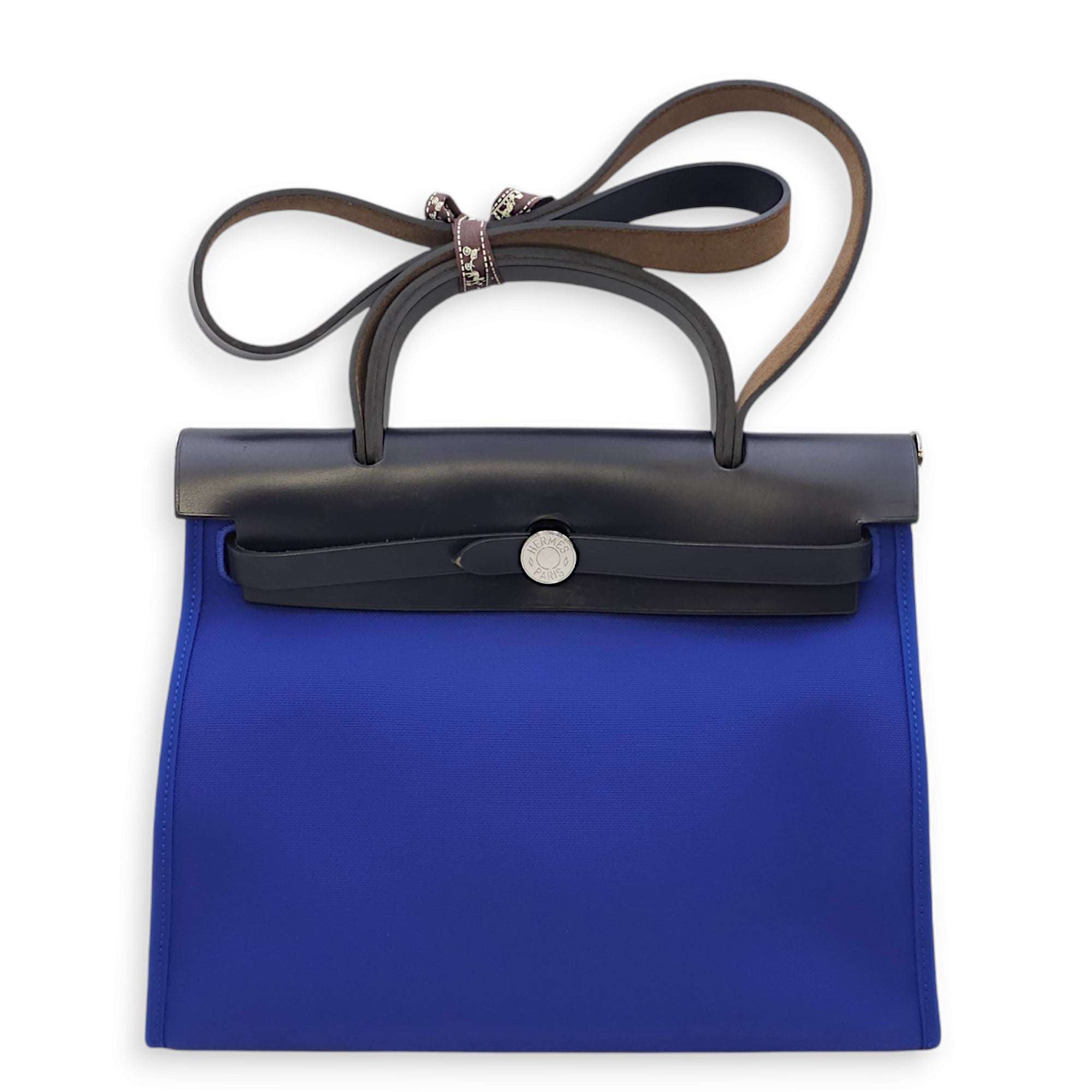 Hermès Herbag 31 Blue Electric in Toile, Palladium hardware Singapore