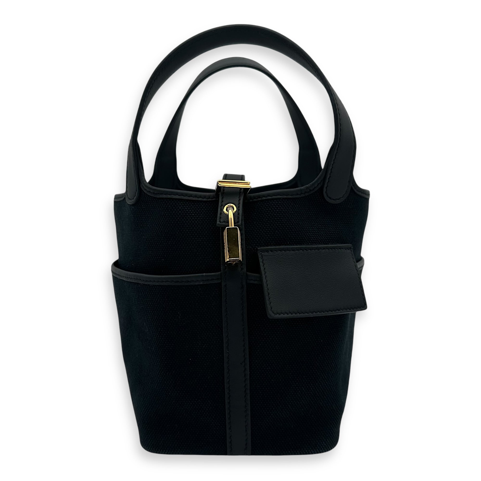 Hermès Picotin Cargo 18 Black Top Handle Bag in Canvas, Gold hardware_1